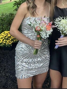 Lulu’s Silver Sequin Mini Dress